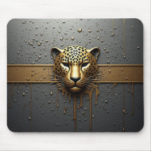 Guld Leopardhuvud med metallisk droppstil 🐆