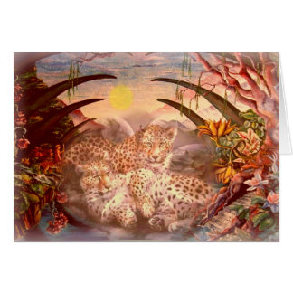 guld- leopardmorgon hälsningskort