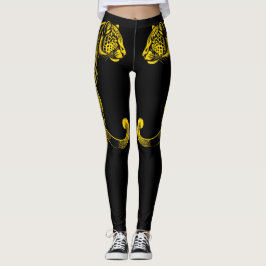 Guld Leopardtryck Roligt Safari Mönster Leggings