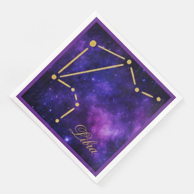 Guld Libra Constellation on Mörk Galaxy | Pappersservett (Hörn)