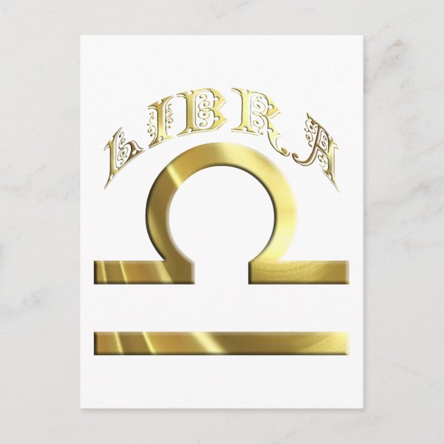 Guld Libra Symbol Astrology Zodiac Vykort (Framsida)