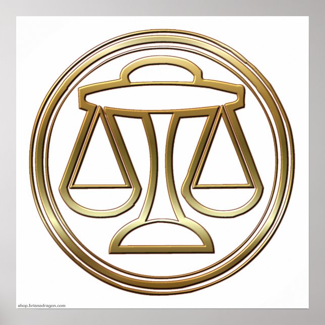 Guld Libra Zodiac skalar astrologitecken Poster (Framsidan)