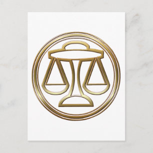 Guld Libra Zodiac skalar astrologitecken Vykort