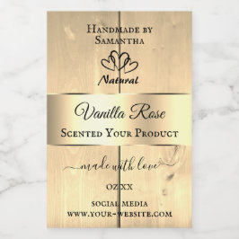 Guld Light Brown Wood Grain Product Labels Hearear Mat Etikett