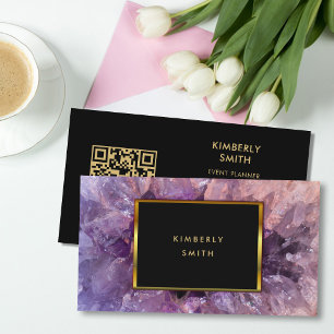 Guld lila amethyst gemstone QR-professionell Visitkort