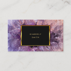 Guld lila ametyst gemstone mineral visitkort