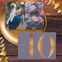 Guld Lila Blå Hortensia 40-års Födelsedagsfoto