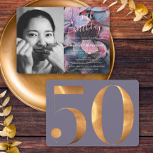 Guld Lila Blå Hortensia 50-års födelsedagsfoto