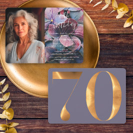 Guld Lila Blå Hortensia 70-årsdag Foto Inbjudningar