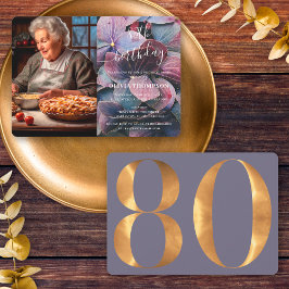 Guld Lila Blå Hortensia 80-årsdag Foto Inbjudningar