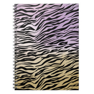 Guld Lila Black Zebra tryck Watercolor Ombre Anteckningsbok