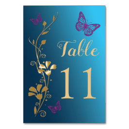 Guld Lila  Blommigt Butterflies Bordsnummer
