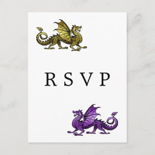 Guld Lila Dragon Bröllop OSA vykort