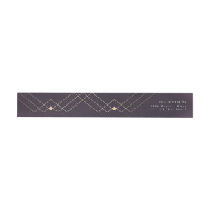 Guld Lila Elegance Diamond Geo Deco Bröllop Etikettband