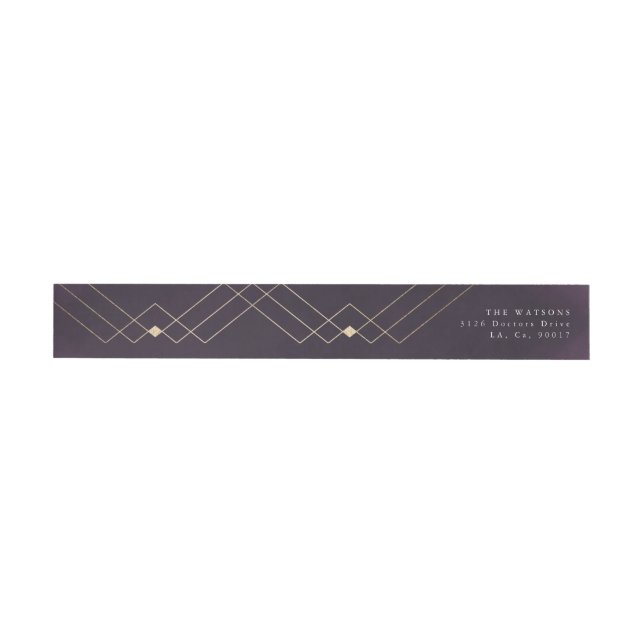 Guld Lila Elegance Diamond Geo Deco Bröllop Etikettband (Individual)