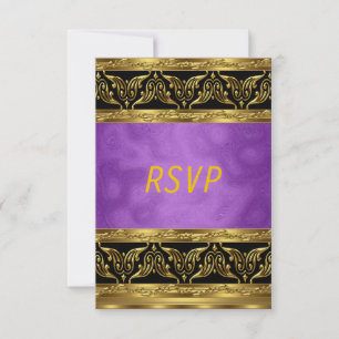 Guld Lila Födelsedagsfirande Inbjudan RSVP