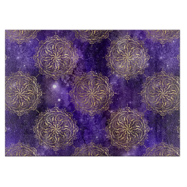 Guld & Lila Galaxy Dharma Mandala Mönster (Framsidan)