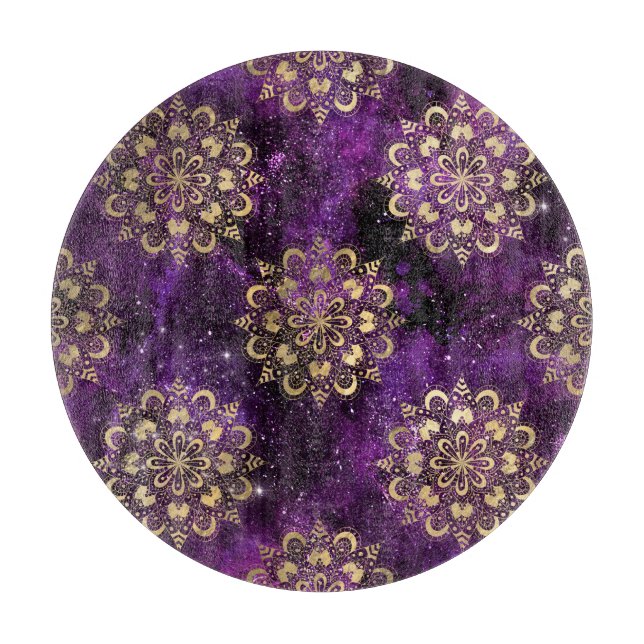 Guld & Lila Galaxy Dharma Mandala Mönster (Framsidan)