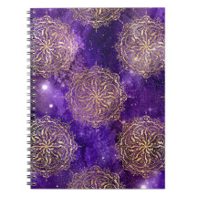 Guld & Lila Galaxy Dharma Mandala Mönster
