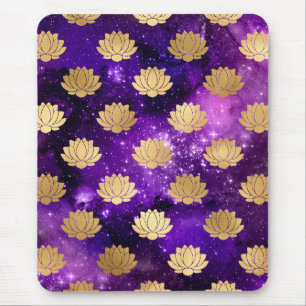 Guld & Lila Galaxy Dharma Mandala Mönster Musmatta