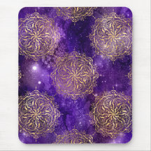 Guld & Lila Galaxy Dharma Mandala Mönster