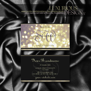 Guld Lila Glitter Initialer Black Golden Visitkort