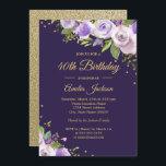 Guld Lila Gnistra Blommigt 40:e födelsedag Inbjuda Inbjudningar<br><div class="desc">Mer söt blommigt Birthday Bjud i Little Bayleigh Store!</div>