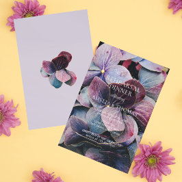 Guld Lila Hydrangeas Bröllop Rehearsal Dinner Inbjudningar