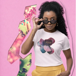 Guld Lila Lavendel Hortensia Födelsedagsfest T Shirt