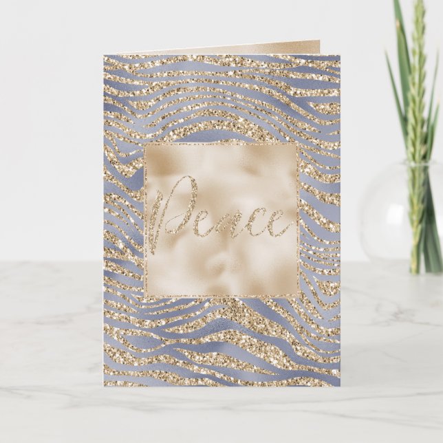 Guld Lila Luxe Glitter Zebra Fredshjul Kort (Framsida)