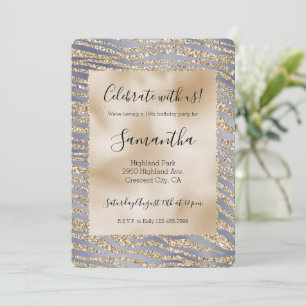 Guld Lila Luxe Glitter Zebra tryck, Sverige 16 Inbjudningar