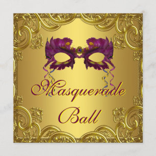 Guld Lila Mask Lila Maskeradbal Fest Inbjudningar