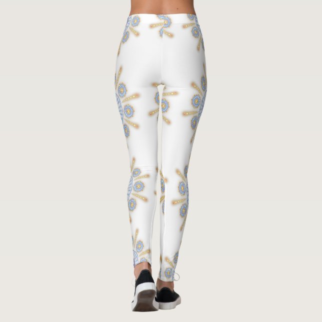 Guld, lila och blåfenade skinn leggings (Baksida)