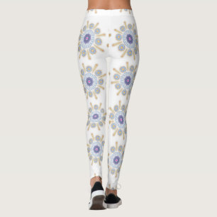 Guld, lila och blåfenade skinn leggings