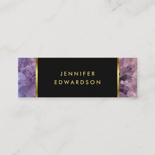 Guld lila, professionell för ametyst gemstone- mini visitkort (Framsida)