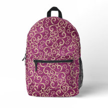 Guld & Lila Rosa Damask Pattern Cute Monogrammad