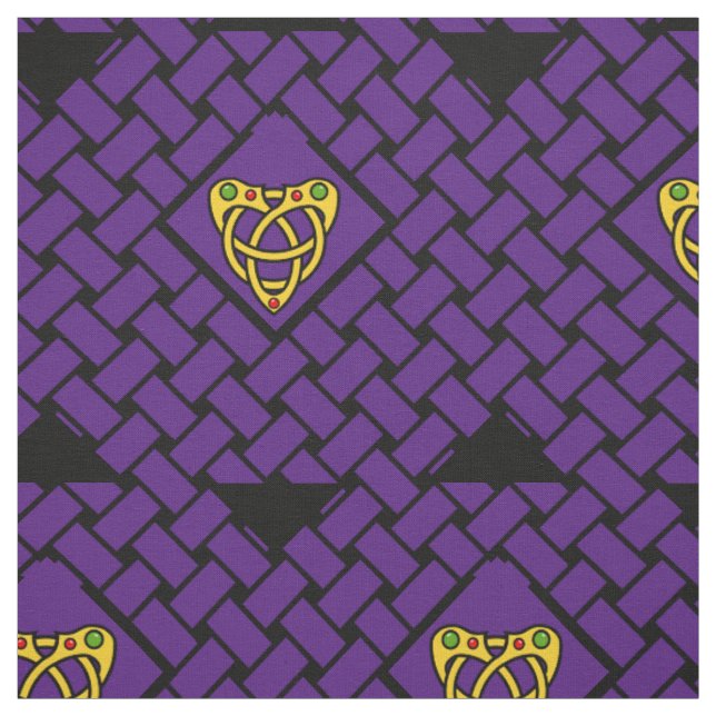 Guld/lila-/svartväv, diamant, Celtic heartknot Tyg (Provkarta)
