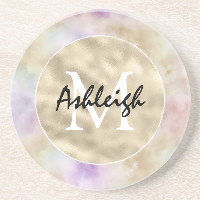Guld Lila Tie dye Monogram Underlägg (Framsidan)