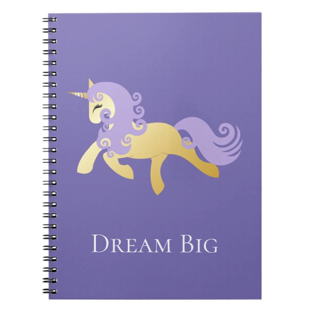 Guld Lila Unicorn Dream Anteckningsbok (Framsidan)