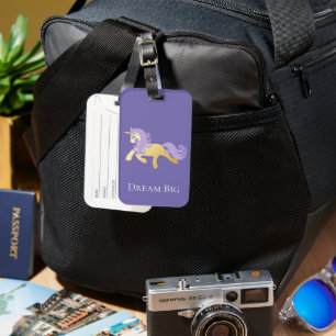Guld Lila Unicorn Dream Bagagebricka