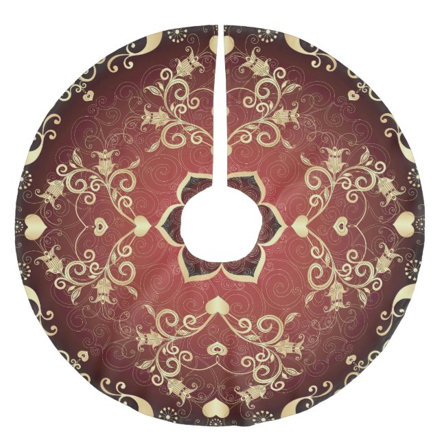 Guld Lila Valentine Round Ram Julgransmatta Borstad Polyester (Framsidan)