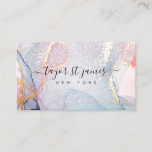 Guld Lila Watercolor Painting Splatter Visitkort