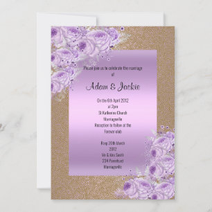 Guld Lilac Lila Elegant bröllop Förlovning Inbjudningar