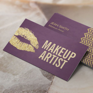 Guld & lilor för Makeupkonstnär modernt Visitkort
