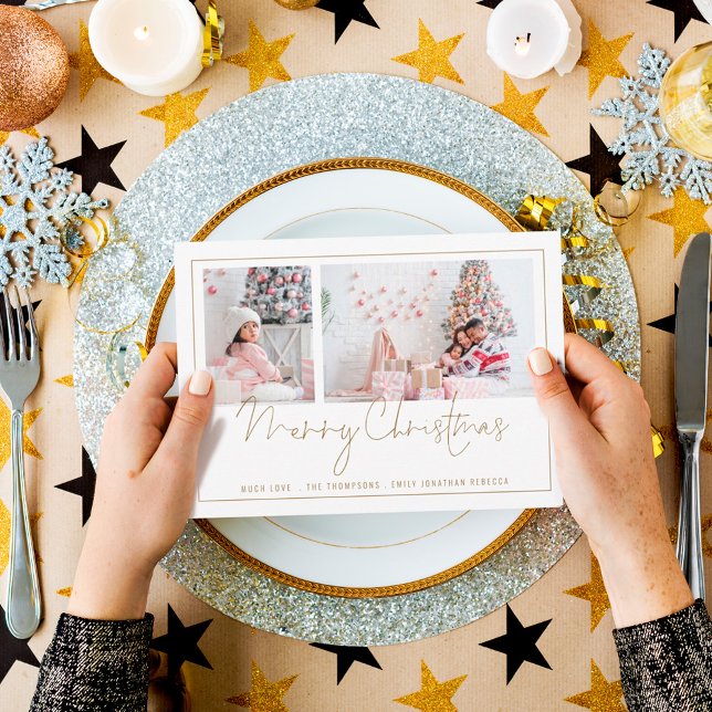 Guld Line 2 Photo Script God jul Card (Skapare uppladdad)