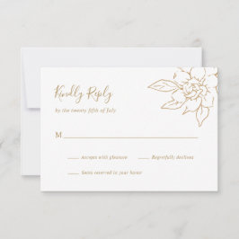 Guld Line Art Blommigt Elegant bröllop OSA Kort