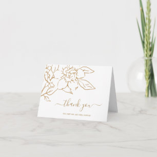 Guld Line Art Blommigt Elegant bröllop Tack Kort