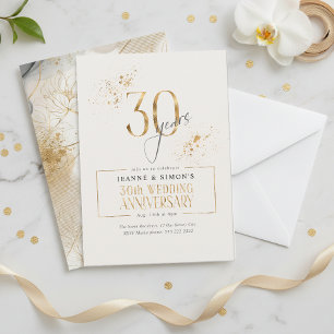Guld Line Blommigt 30-årsdag ID1169 Inbjudningar