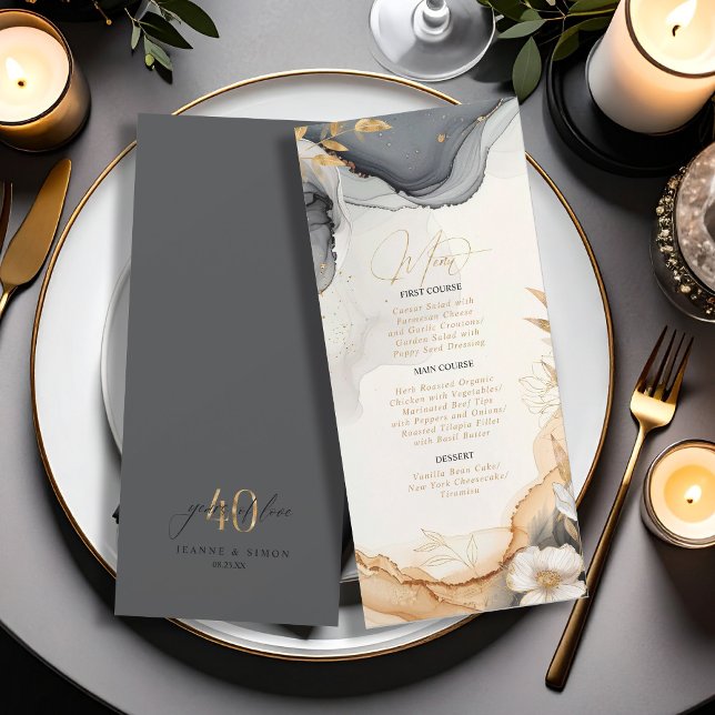 Guld Line-Blommigten 40-årsdag Menu ID1169 (Skapare uppladdad)