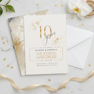 Guld Line-Blommigten tioårsdag ID1169 Inbjudningar